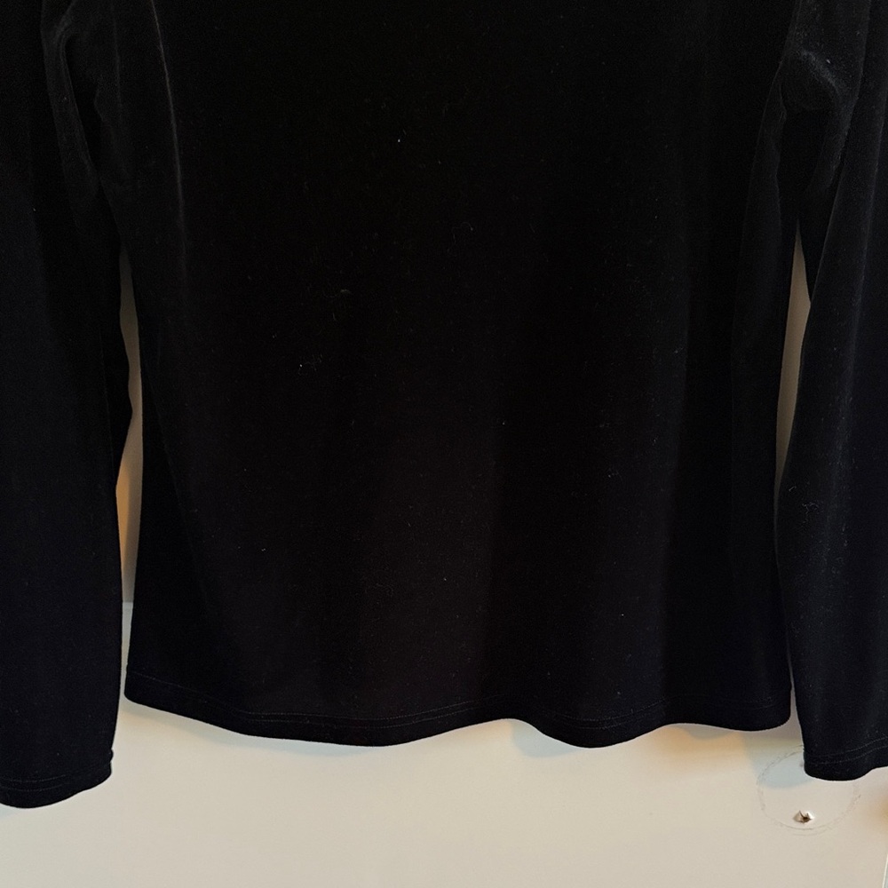 Vintage Christie & Jill Black Velvet Turtleneck Top Size Medium Tall - Picture 4 of 6